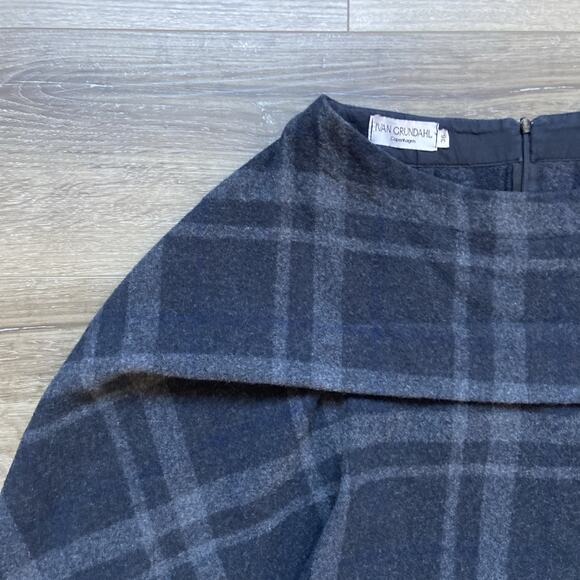 Ivan Grundahl Asymmetrical Balloon Skirt Sz 36 Black Gray Plaid Wool High Waist - Picture 4 of 12